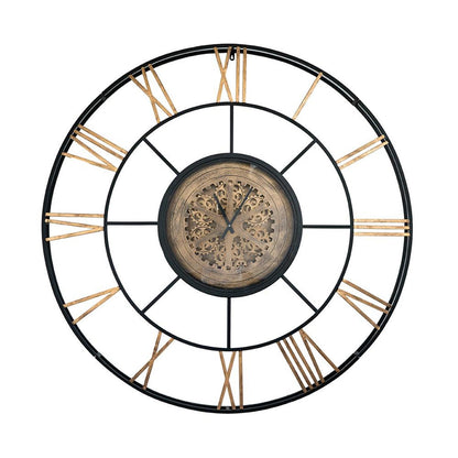 56" Circle Copper Metal and Glass Analog Exposed Gear Wall Clock-0