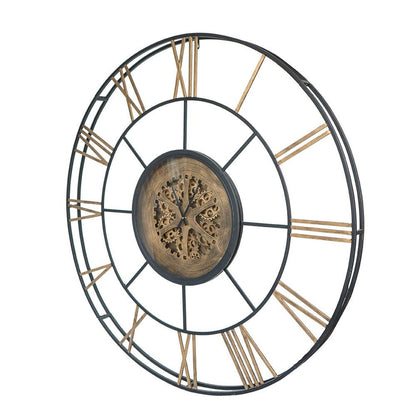 56" Circle Copper Metal and Glass Analog Exposed Gear Wall Clock-2