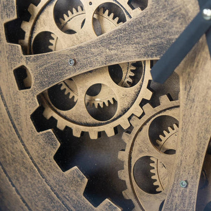 56" Circle Copper Metal and Glass Analog Exposed Gear Wall Clock-8