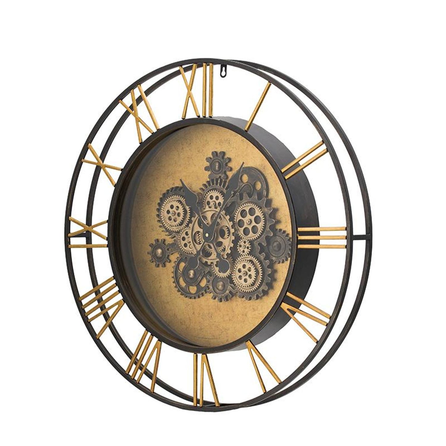 28" Circle Copper Metal and Glass Analog Exposed Gear Wall Clock-4