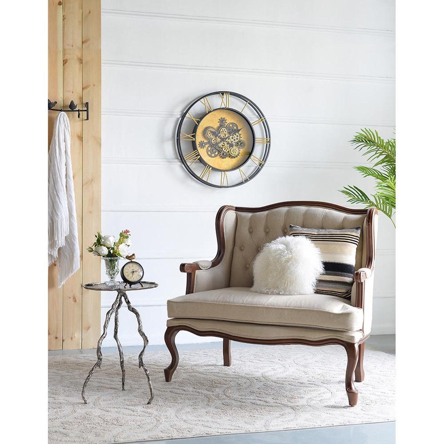 28" Circle Copper Metal and Glass Analog Exposed Gear Wall Clock-7
