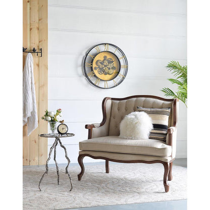 28" Circle Copper Metal and Glass Analog Exposed Gear Wall Clock-7