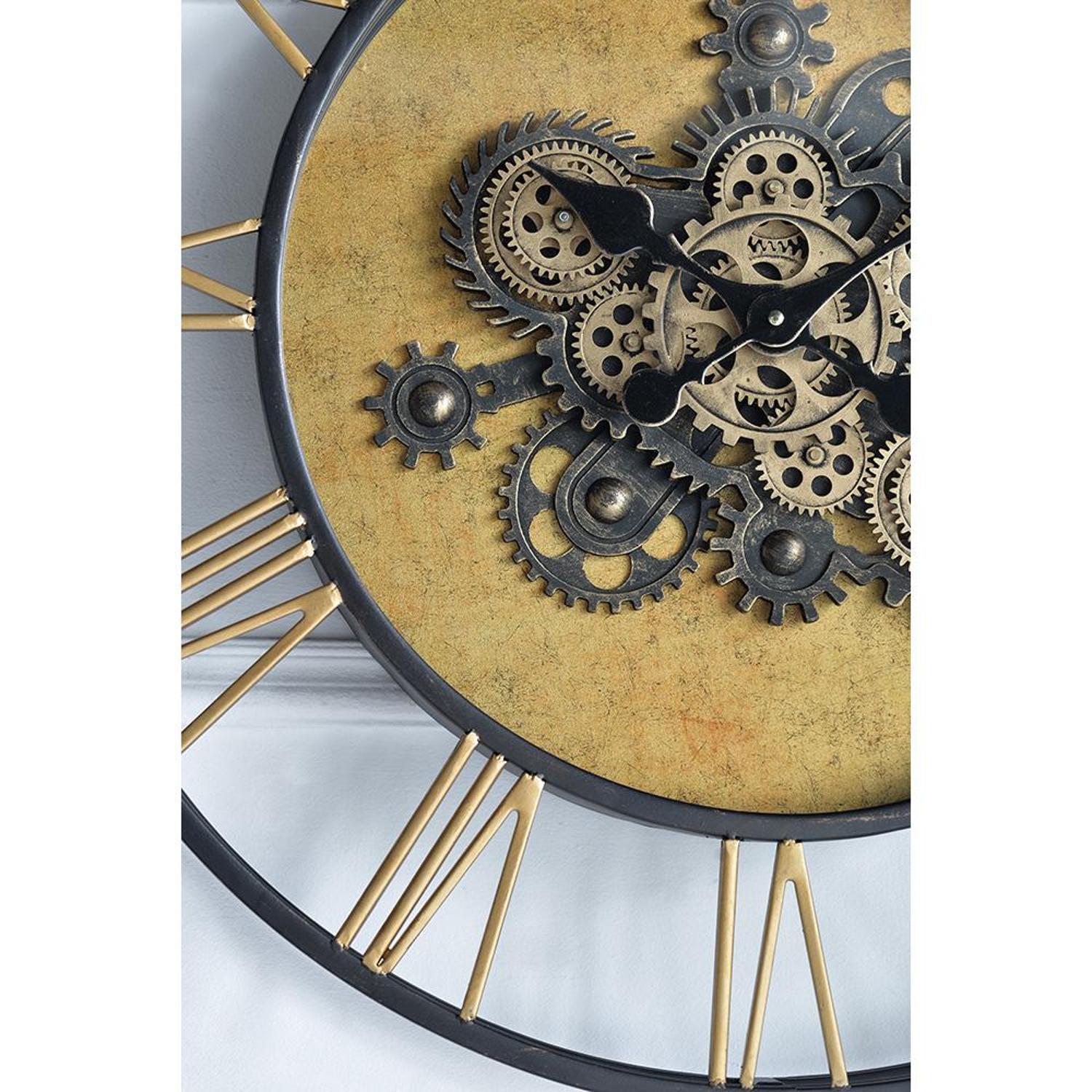 28" Circle Copper Metal and Glass Analog Exposed Gear Wall Clock-1