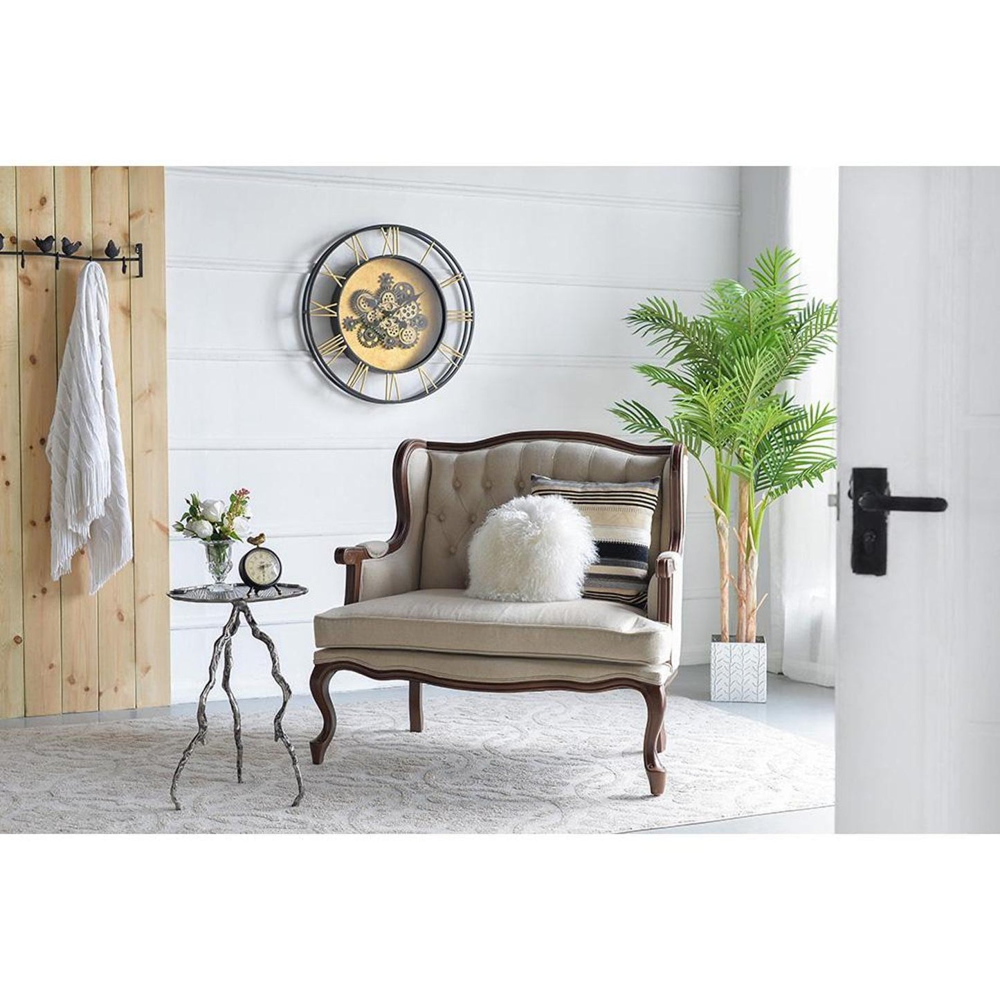 28" Circle Copper Metal and Glass Analog Exposed Gear Wall Clock-8