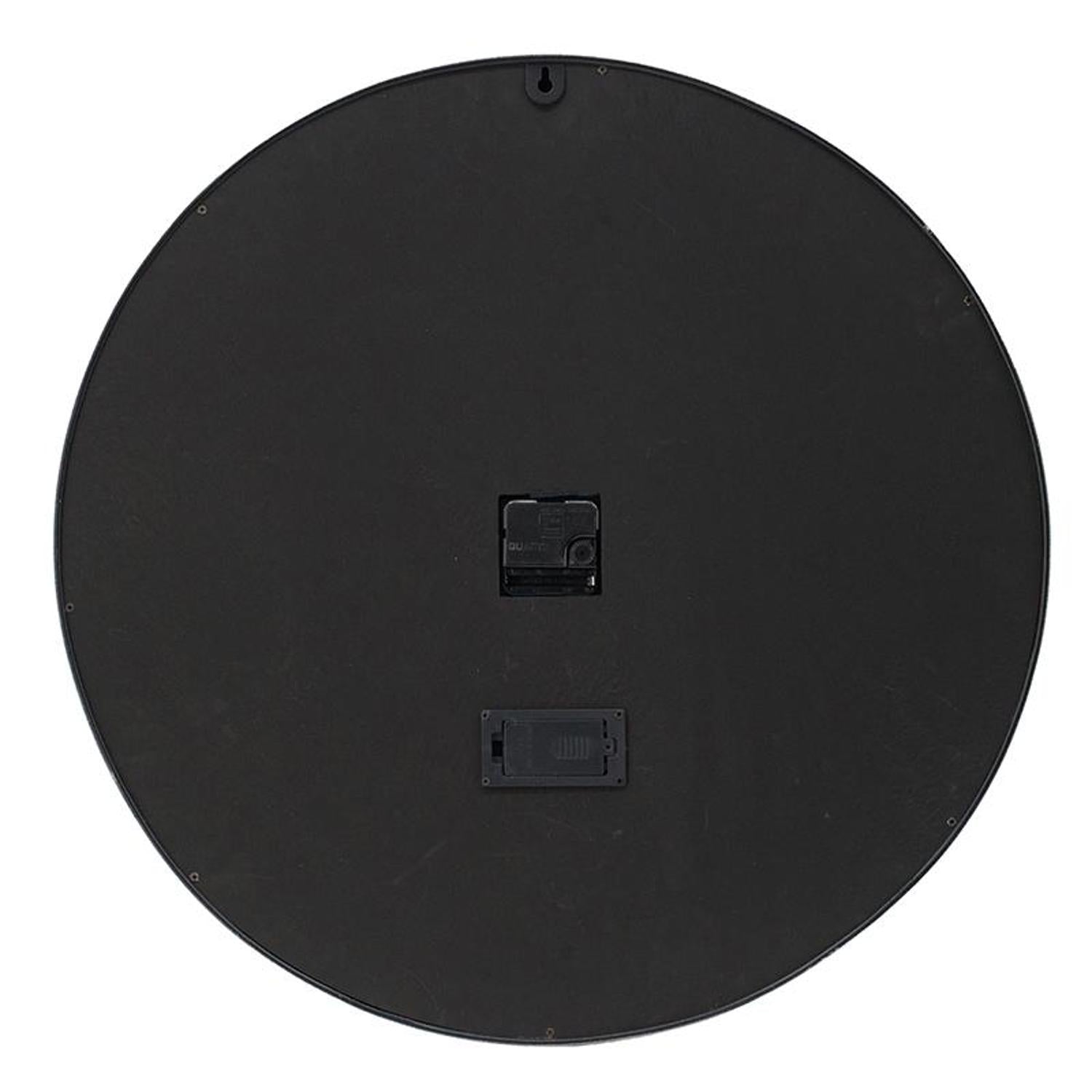 23" Circle Black and Silver Wood and Glass Analog Wall Clock-3