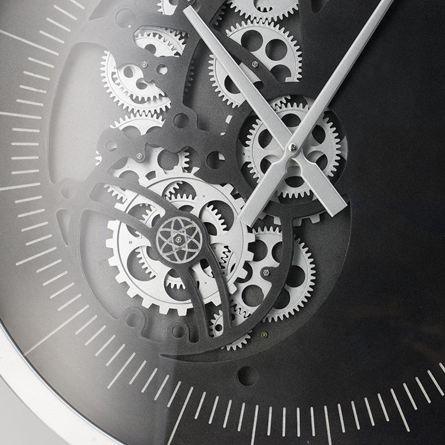 23" Circle Black and Silver Wood and Glass Analog Wall Clock-5