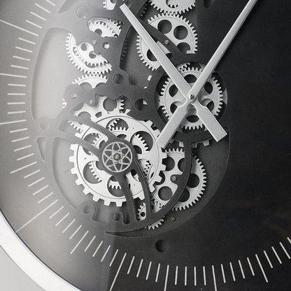 23" Circle Black and Silver Wood and Glass Analog Wall Clock-5