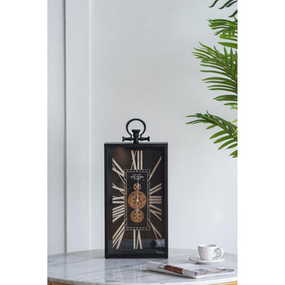 10" Black and Gold Metal and Glass Analog Vintage Style Crackle Wall Clock-7