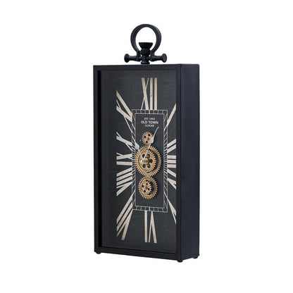 10" Black and Gold Metal and Glass Analog Vintage Style Crackle Wall Clock-2