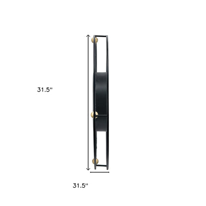 32" Circle Black and Gold Metal and Glass Analog Exposed Gear Wall Clock-8