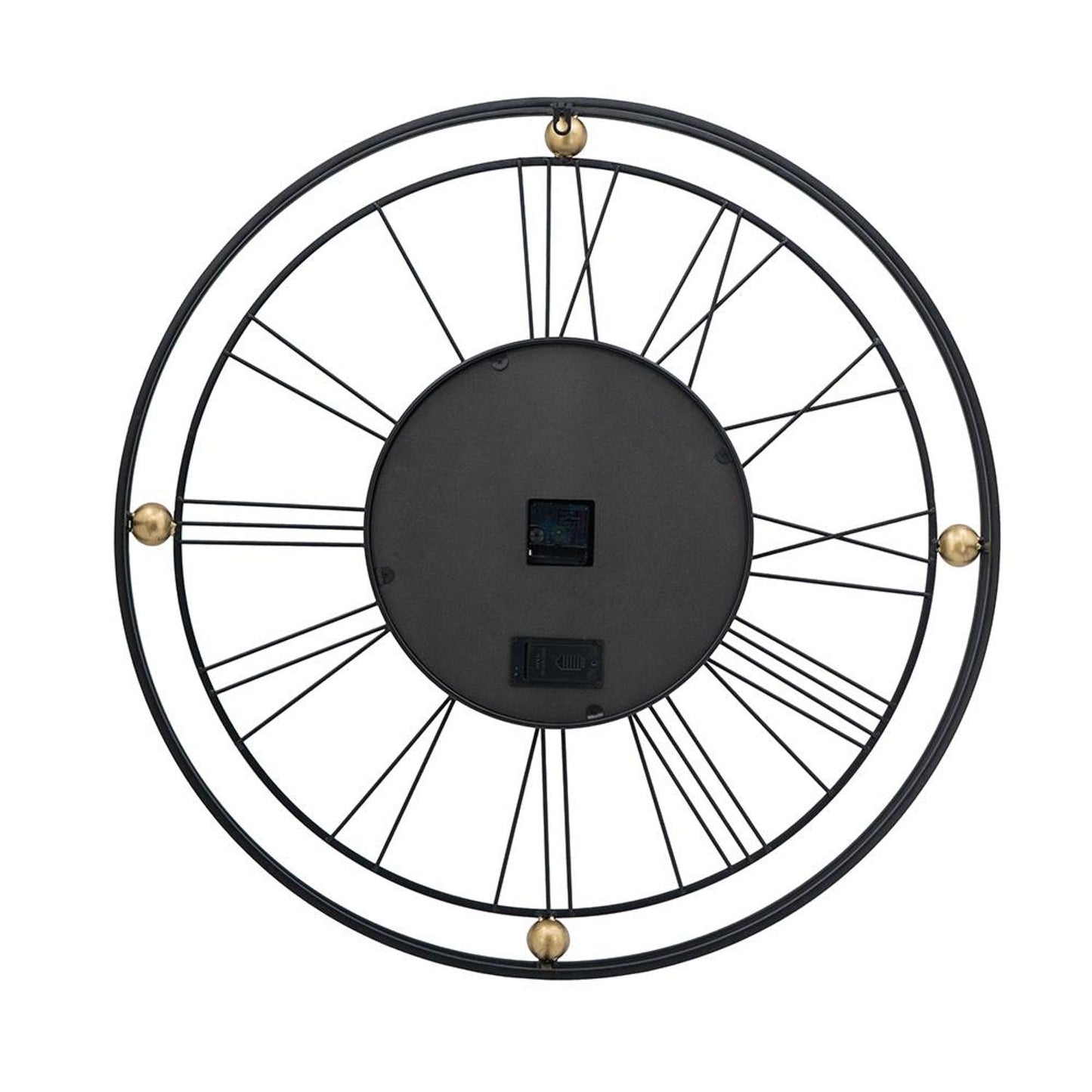 32" Circle Black and Gold Metal and Glass Analog Exposed Gear Wall Clock-2