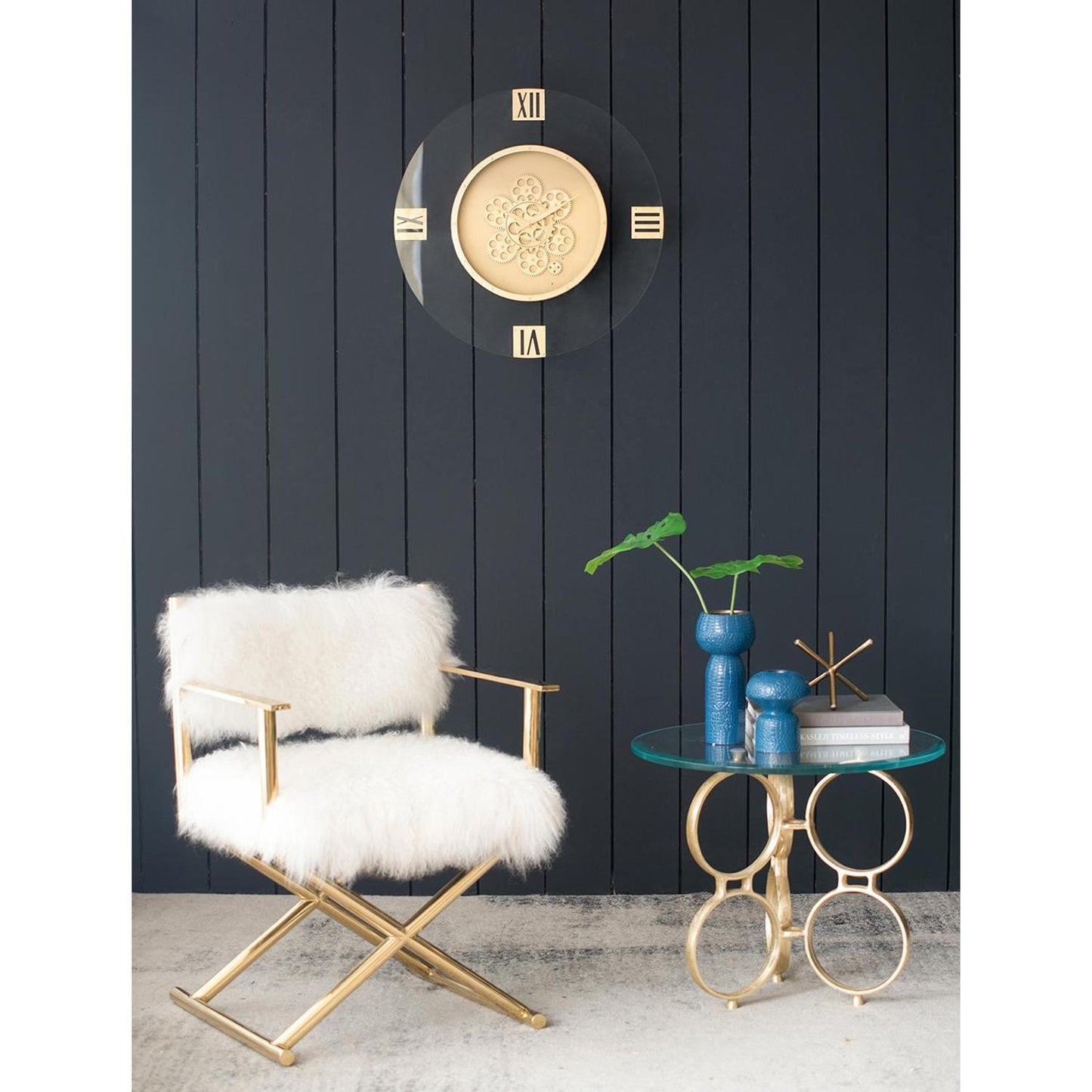 24" Circle Gold Acrylic Analog Wall Clock-8