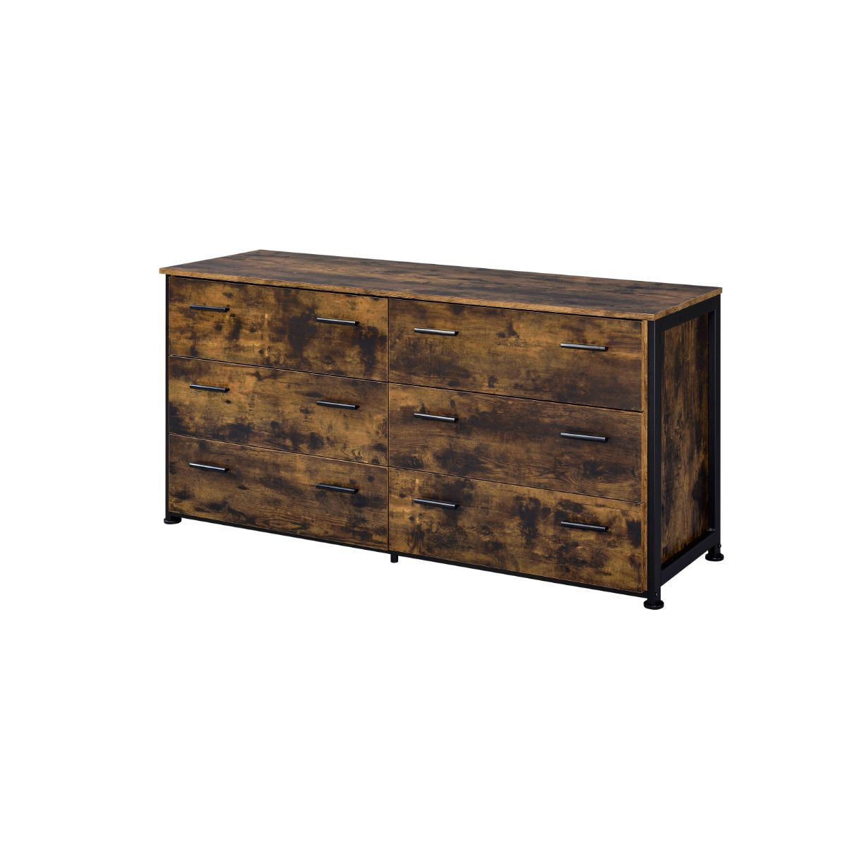 59" Brown and Black Six Drawer Double Dresser-2
