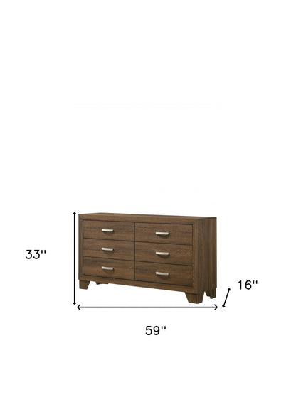 59" Brown Solid and Manufactured Wood Six Drawer Double Dresser-5