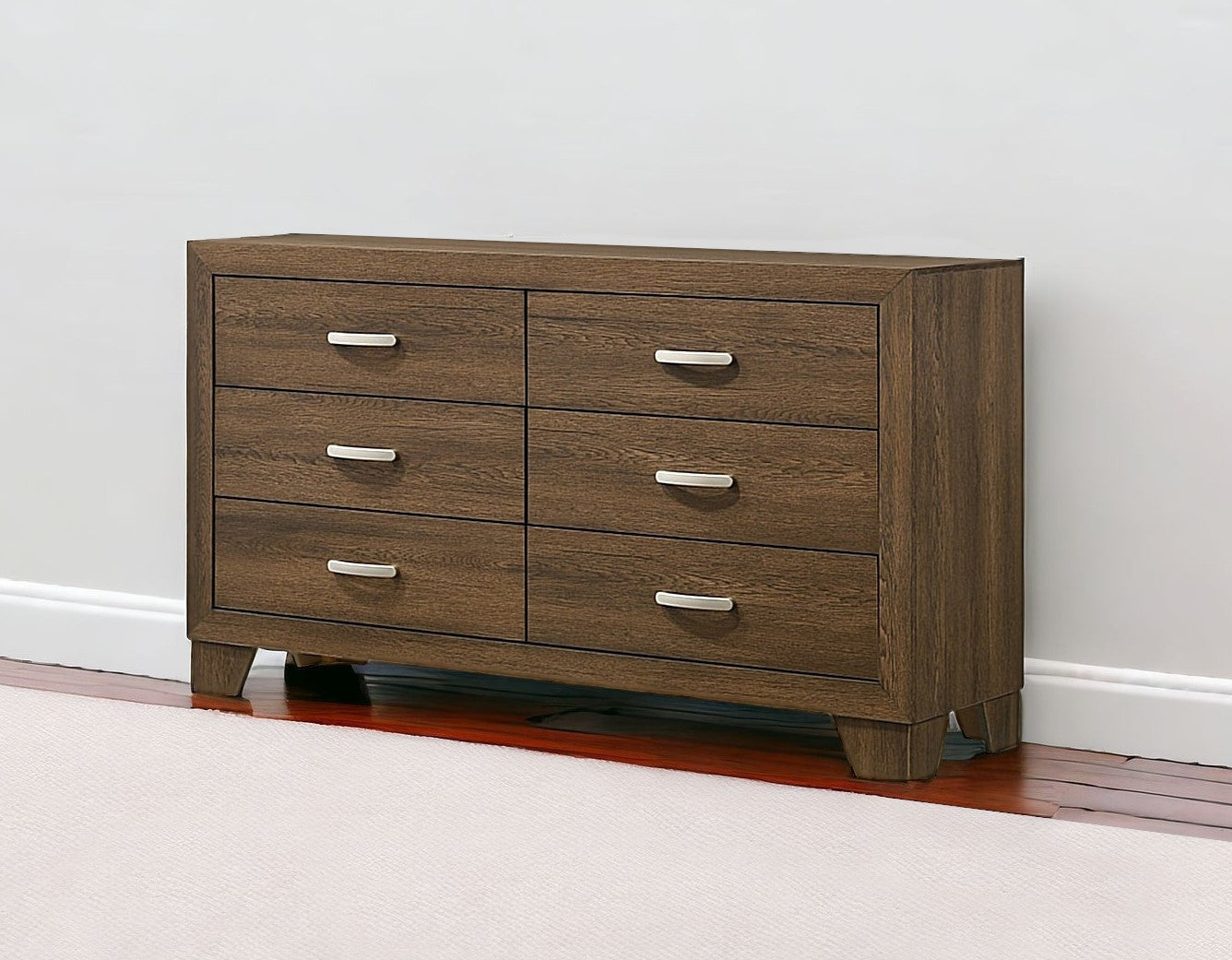 59" Brown Solid and Manufactured Wood Six Drawer Double Dresser-1