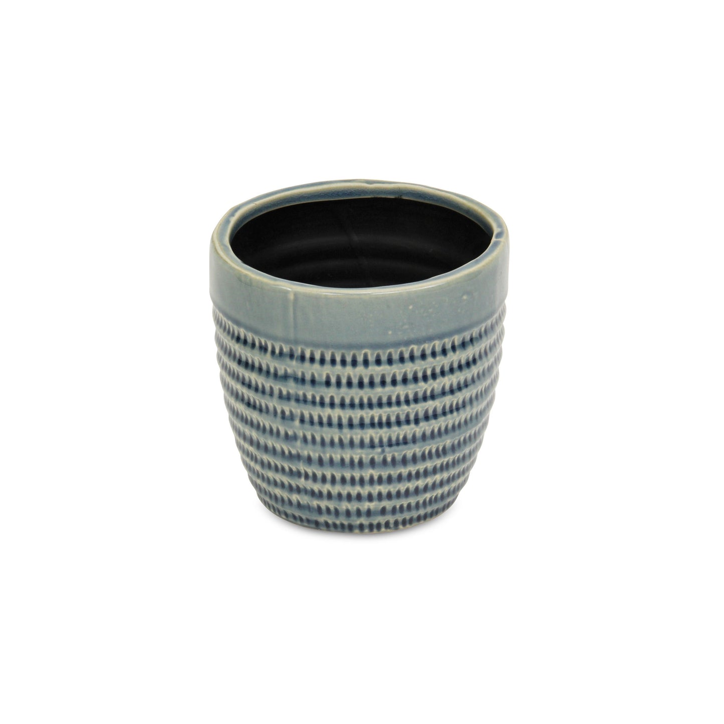 6" Aqua Striped Ceramic Indoor Outdoor Round Pot Planter-2