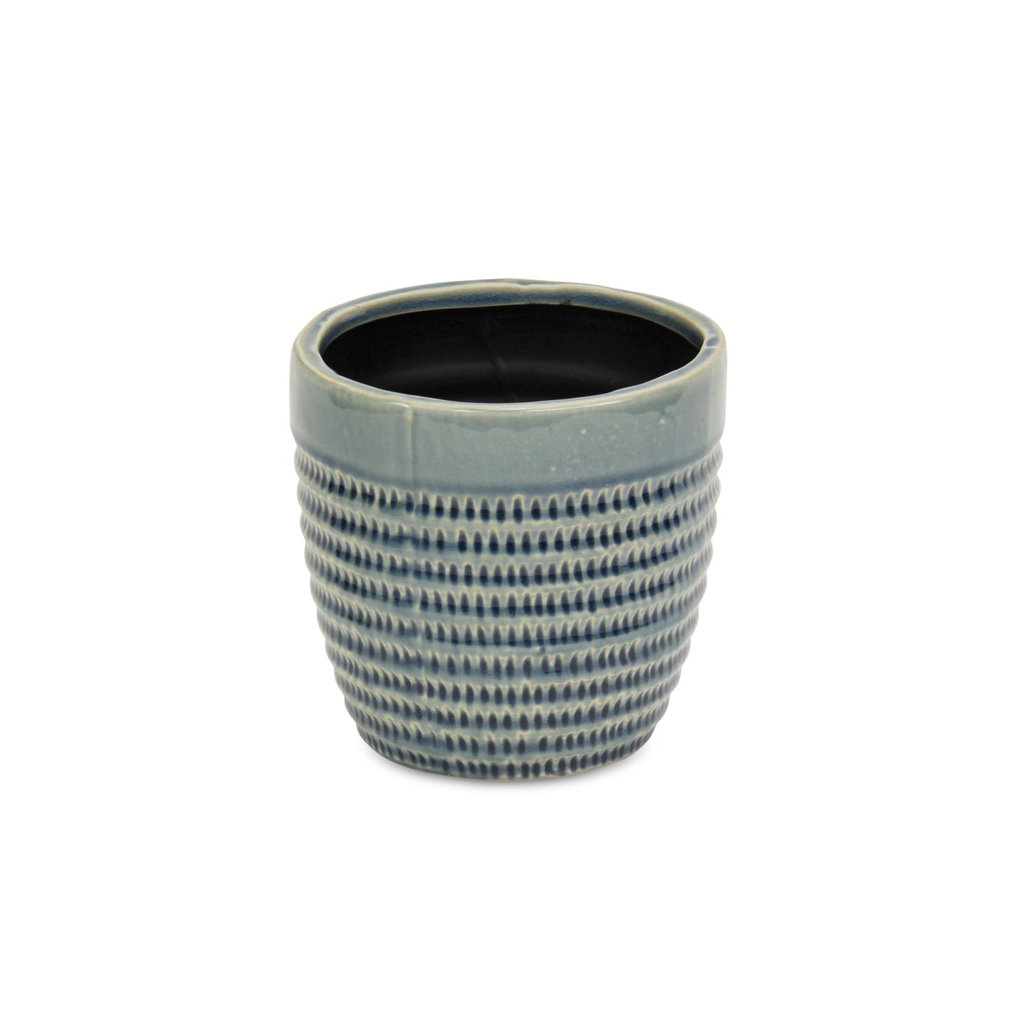 6" Aqua Striped Ceramic Indoor Outdoor Round Pot Planter-1