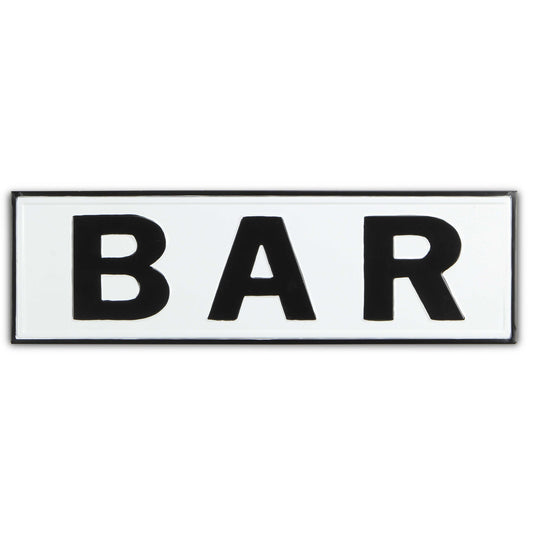 8" X 25" White and Black Handcrafted Bar Metal Wall Decor-0