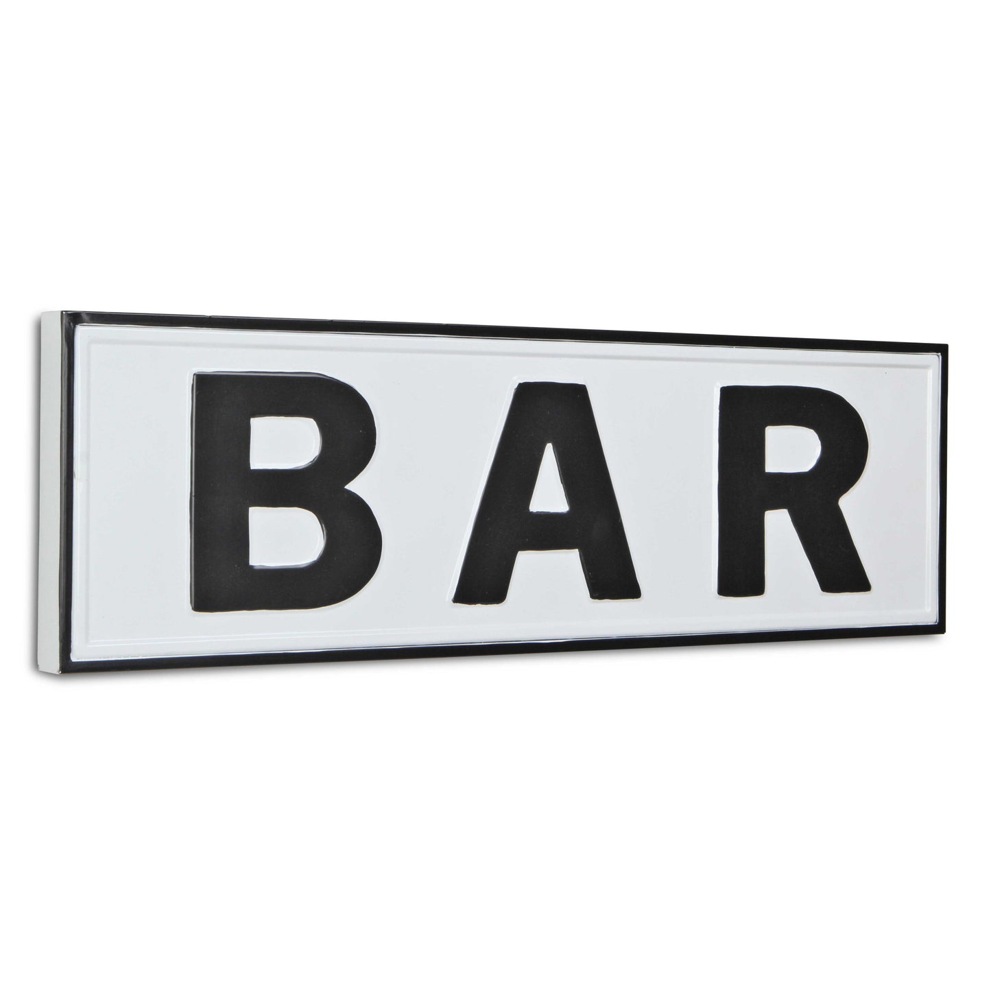 8" X 25" White and Black Handcrafted Bar Metal Wall Decor-2