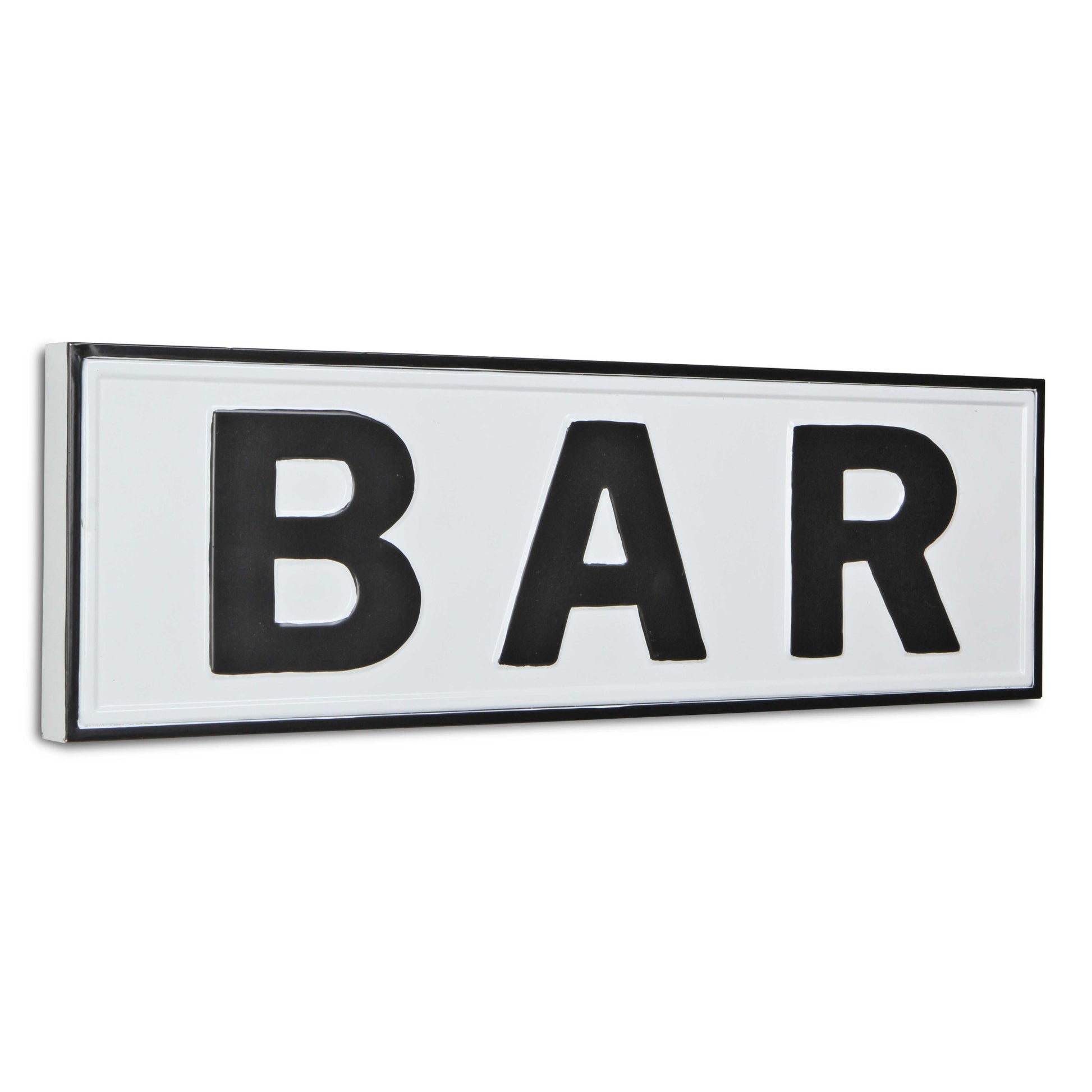 8" X 25" White and Black Handcrafted Bar Metal Wall Decor-2