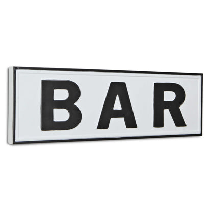 8" X 25" White and Black Handcrafted Bar Metal Wall Decor-2