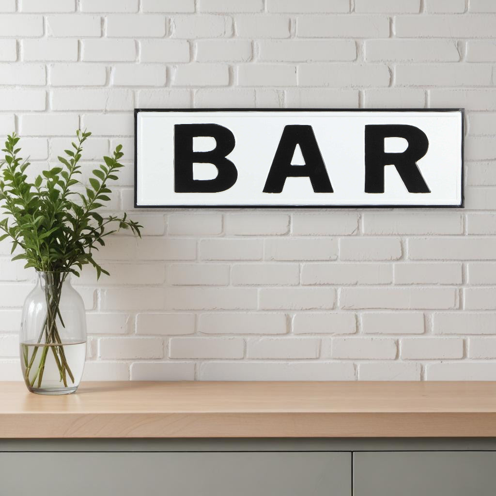 8" X 25" White and Black Handcrafted Bar Metal Wall Decor-1
