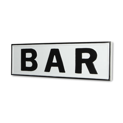 8" X 25" White and Black Handcrafted Bar Metal Wall Decor-3