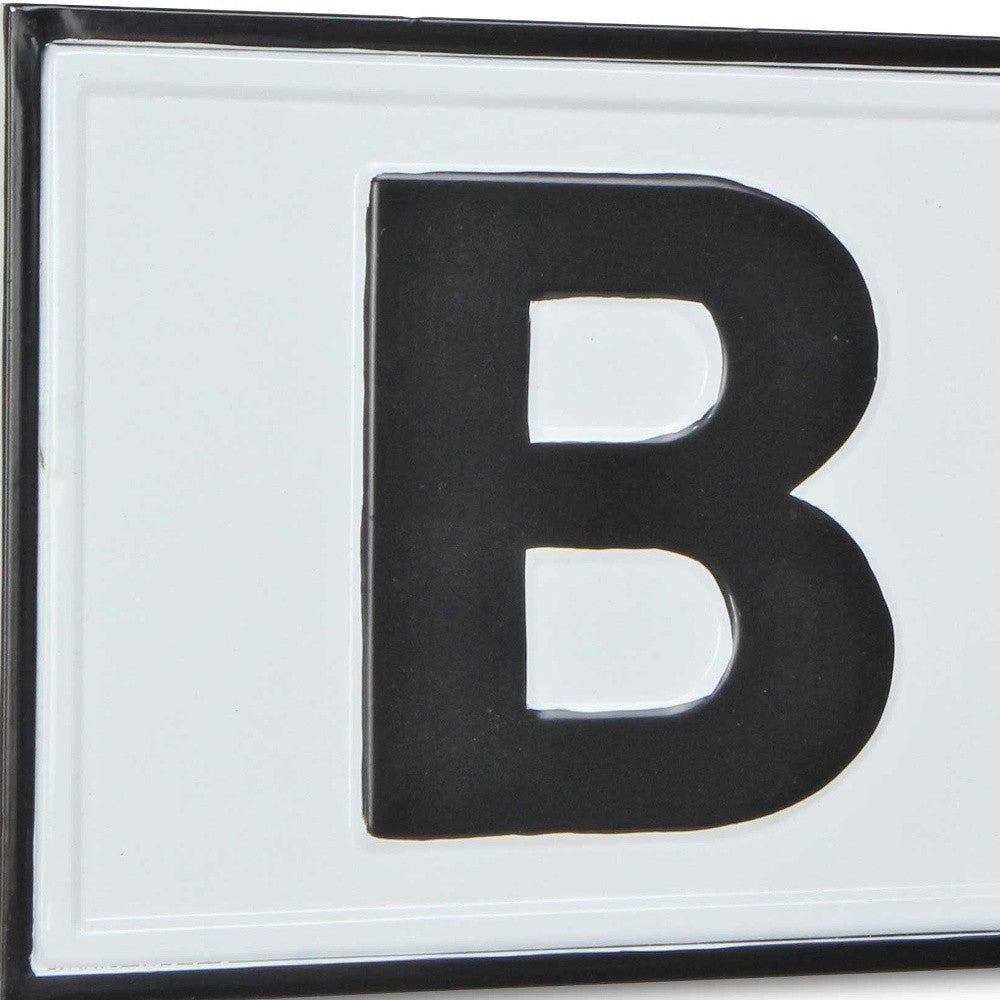 8" X 25" White and Black Handcrafted Bar Metal Wall Decor-5