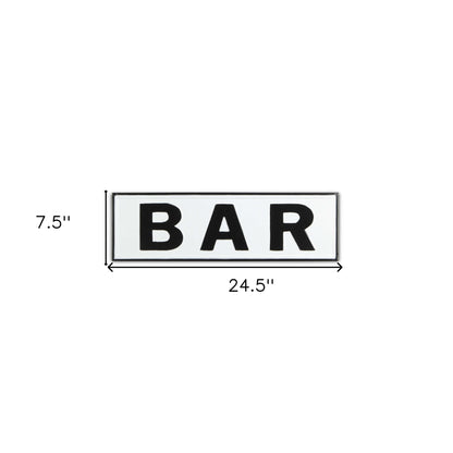 8" X 25" White and Black Handcrafted Bar Metal Wall Decor-6