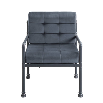27" Gray and Steel Blue Velvet Arm Chair-0