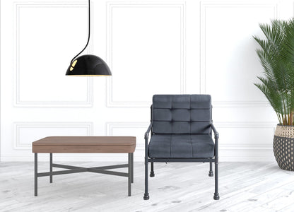 27" Gray and Steel Blue Velvet Arm Chair-1