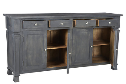 72" Dark Gray Solid Wood Four Drawer Sideboard with Four Doors-2