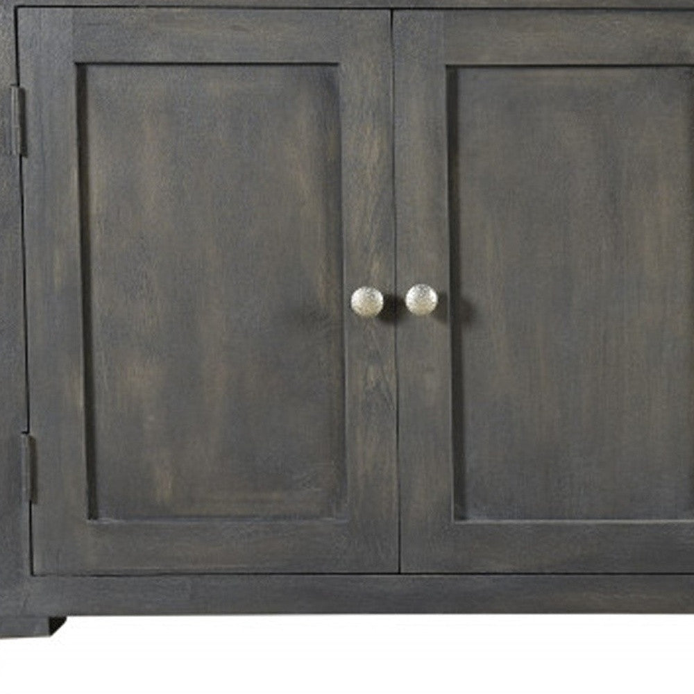 72" Dark Gray Solid Wood Four Drawer Sideboard with Four Doors-4