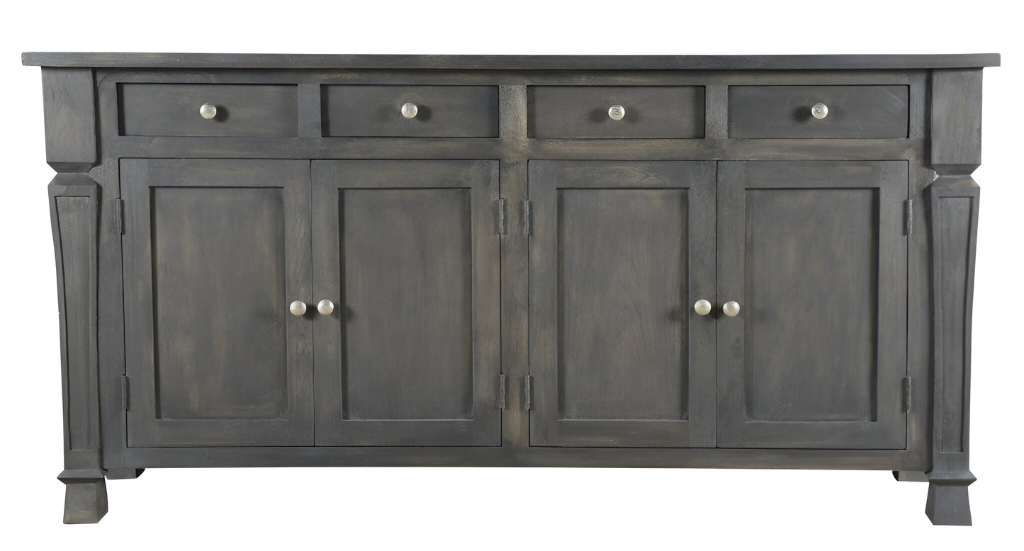72" Dark Gray Solid Wood Four Drawer Sideboard with Four Doors-1