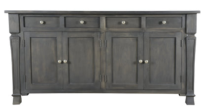 72" Dark Gray Solid Wood Four Drawer Sideboard with Four Doors-1