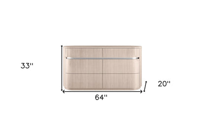 64" Beige Six Drawer Double Dresser-3