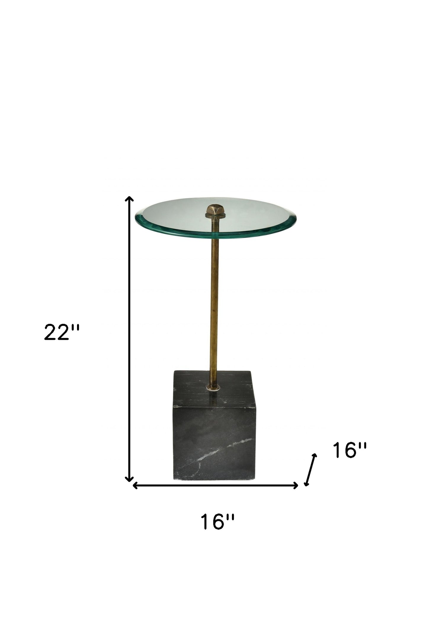 22" Black And Clear Glass Round End Table-4