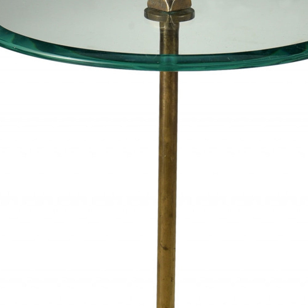 22" Black And Clear Glass Round End Table-3