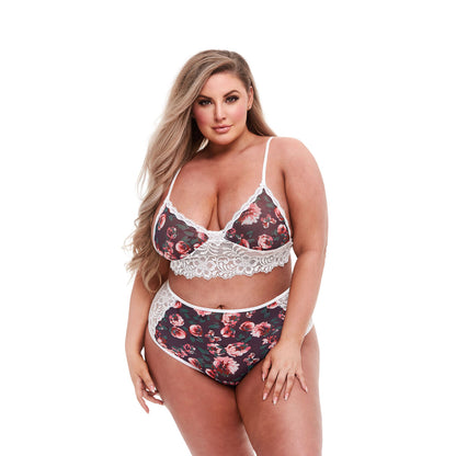 Lace Underwear Set Baci Lingerie Floral & Lace Grey (XL)-0