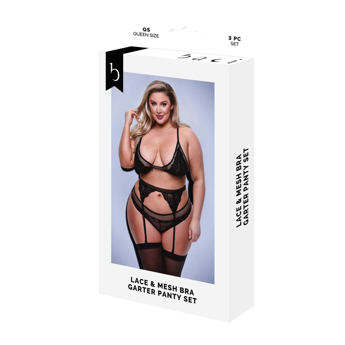 Underwear Set Baci Lingerie Black 3 Pieces (Queen)-0