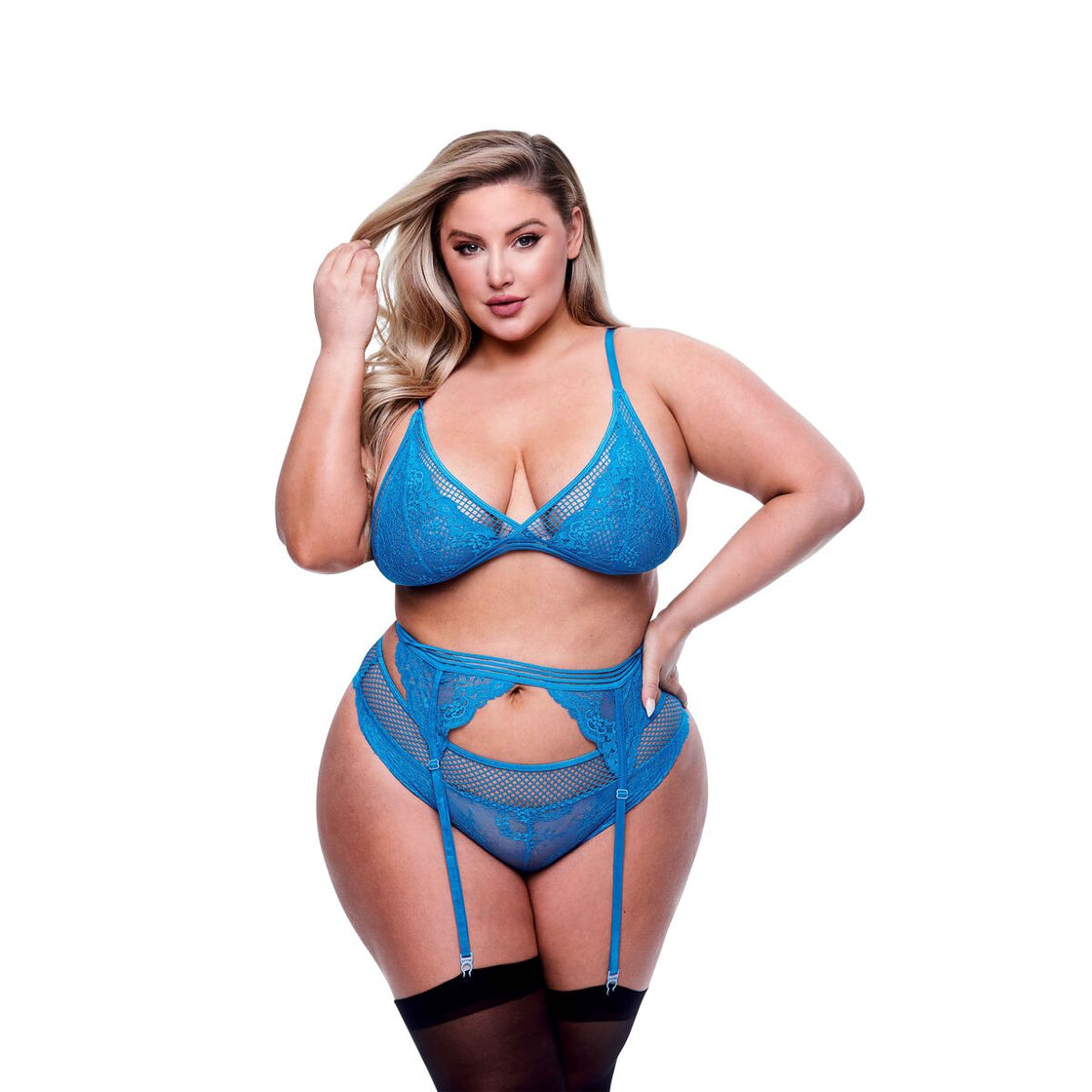 Underwear Set Baci Lingerie Garter & Panty Blue (Queen)-2