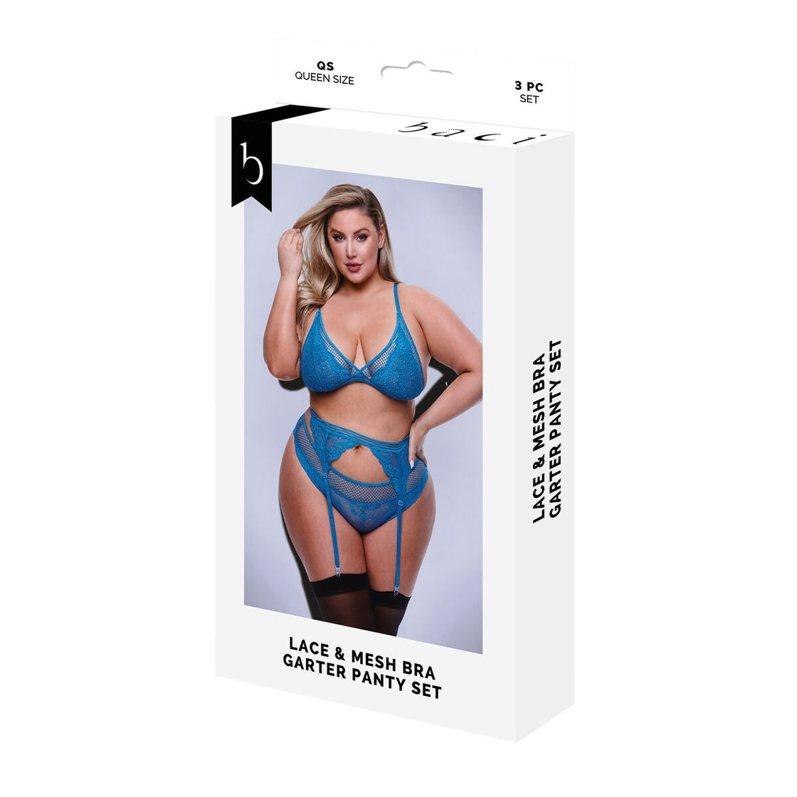 Underwear Set Baci Lingerie Garter & Panty Blue (Queen)-0