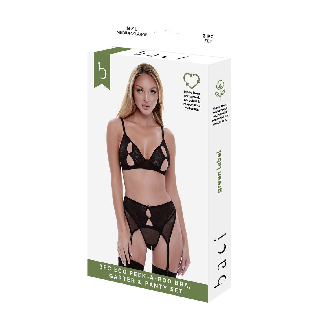 Underwear Set Baci Lingerie Peek-A-Boo Bra Black (M/L)-0