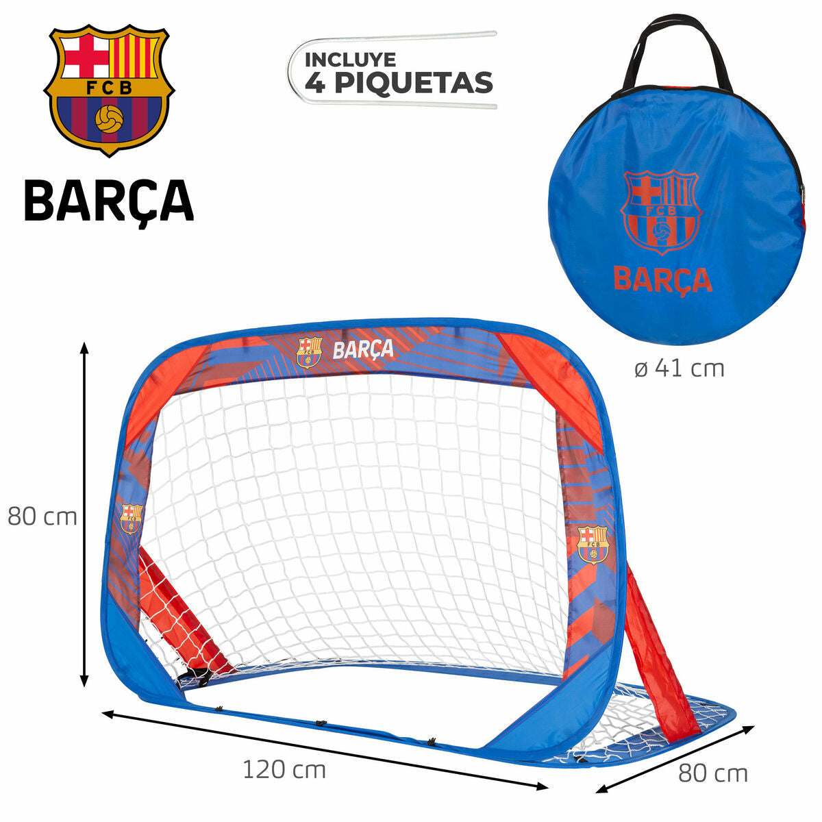 Football Goal F.C. Barcelona 120 x 80 x 80 cm (4 Units)-3