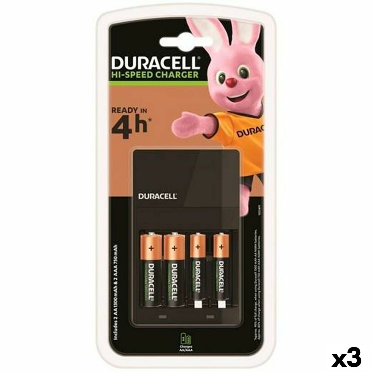Charger + Rechargeable Batteries DURACELL (3 Units)-0