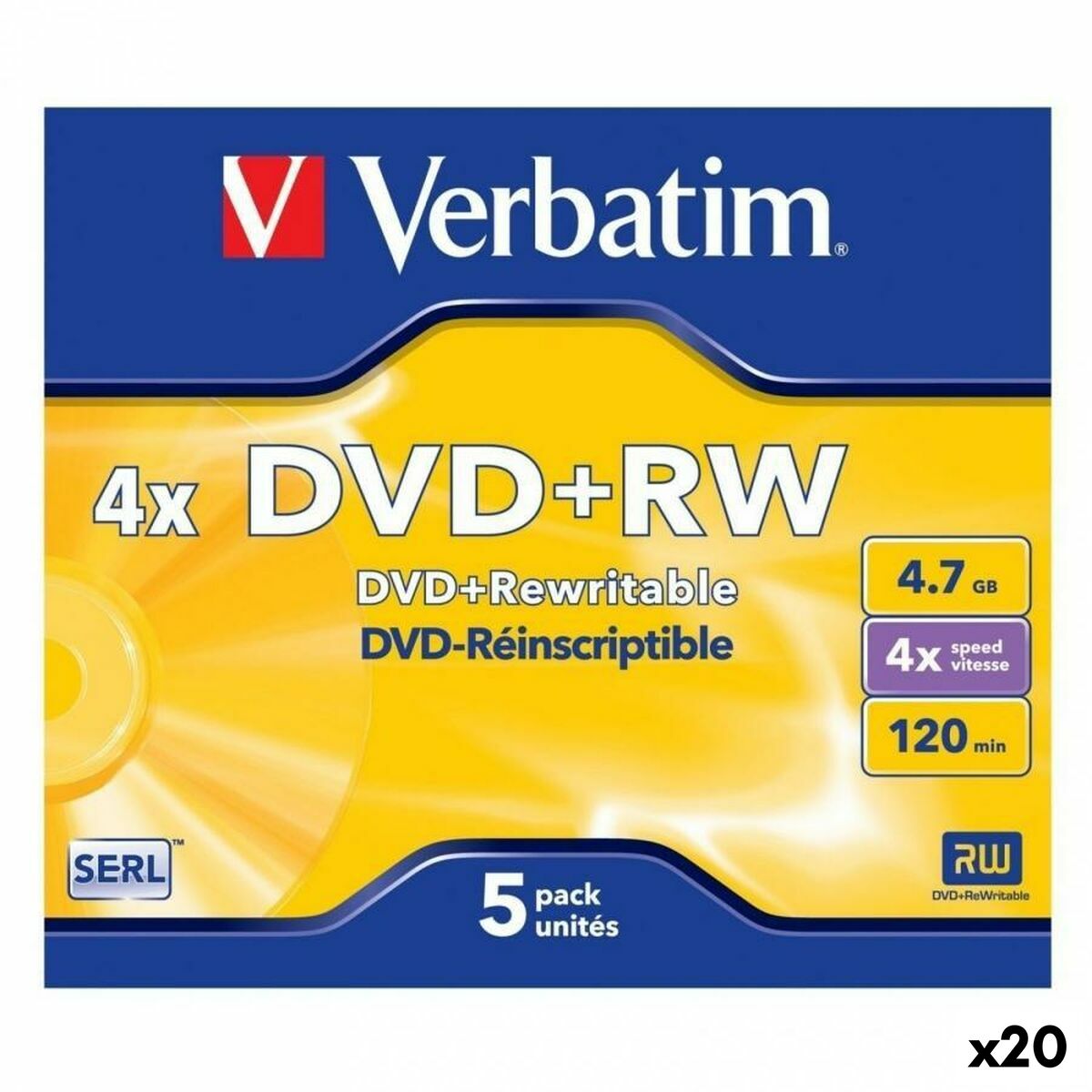 DVD+RW Verbatim 4,7 GB 4x 5 Pieces (20 Units)-0