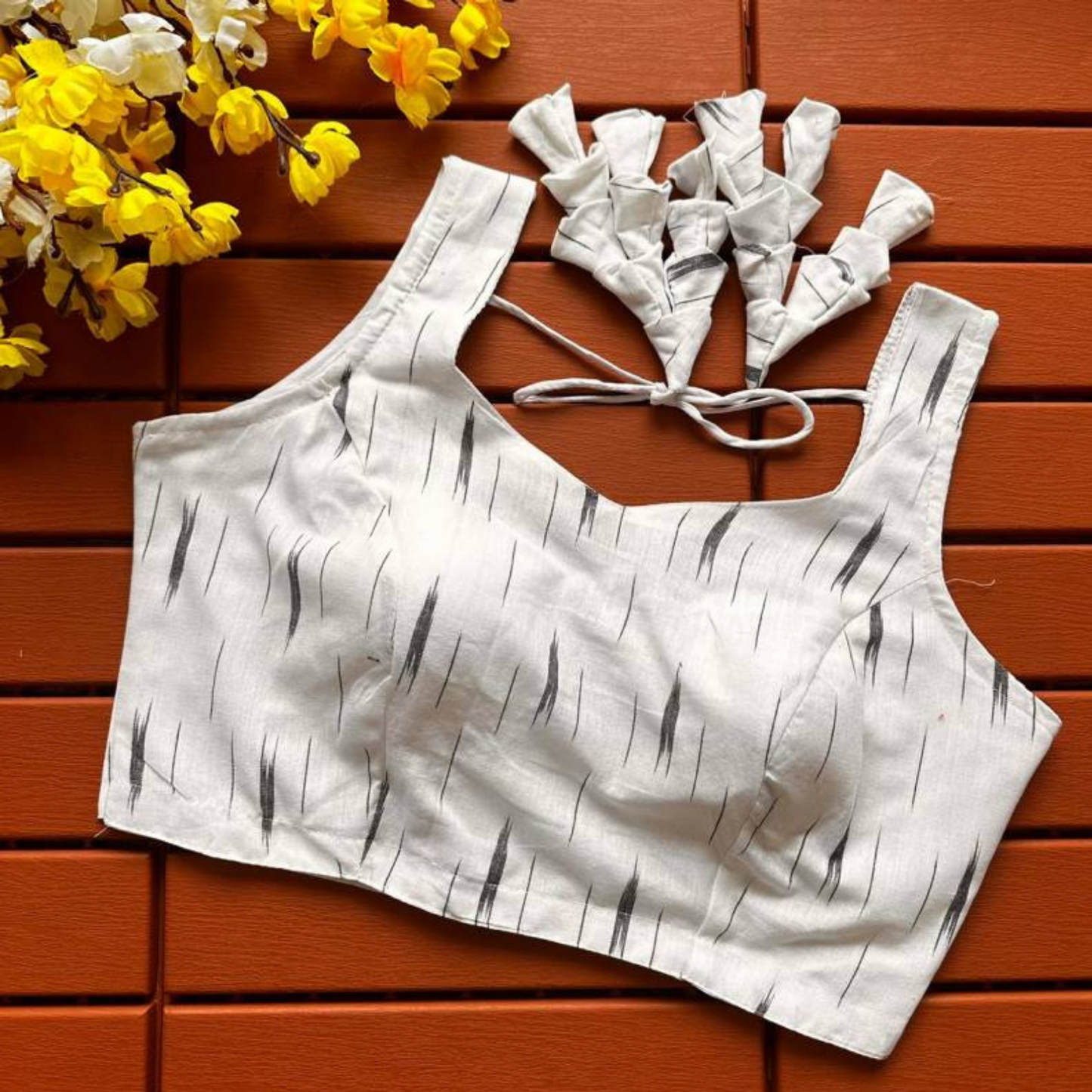 Eshani Ivory Ikat Cotton Blouse-0