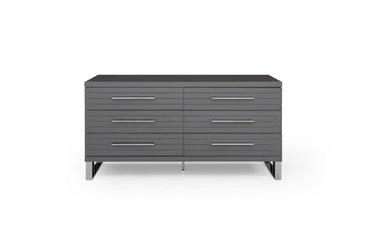 59" Grey Solid And Manufactured Wood Six Drawer Dresser-1