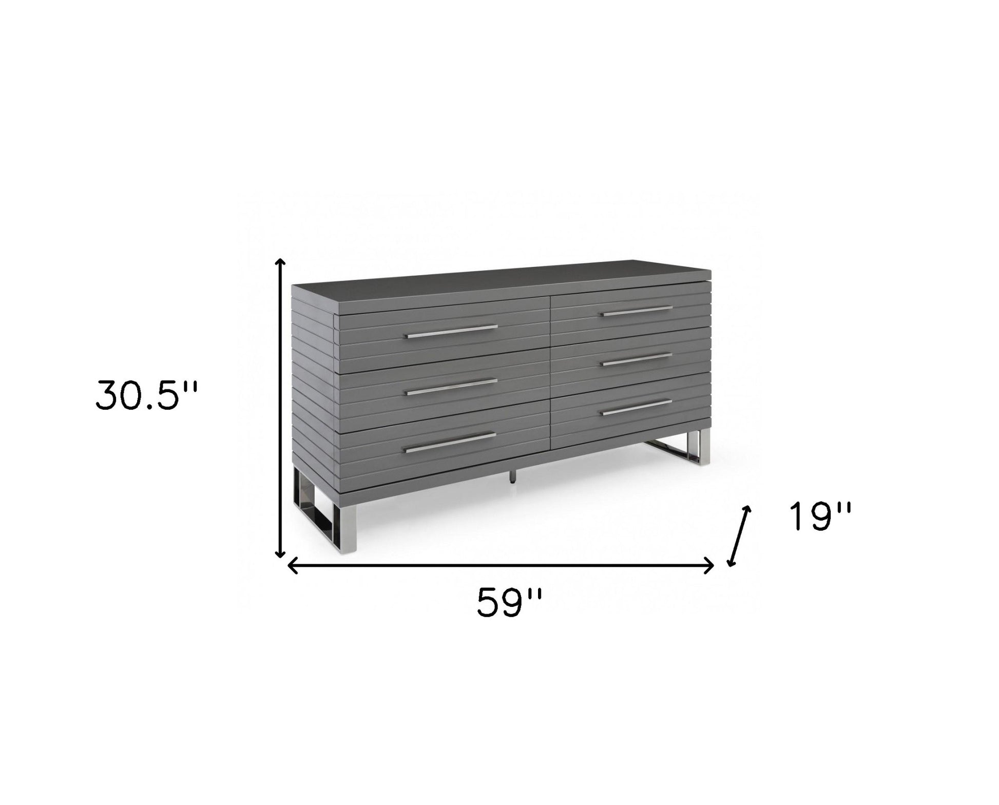 59" Grey Solid And Manufactured Wood Six Drawer Dresser-4