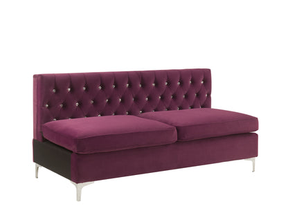 69" Burgundy Velvet Modular Sofa With Silver Legs-1